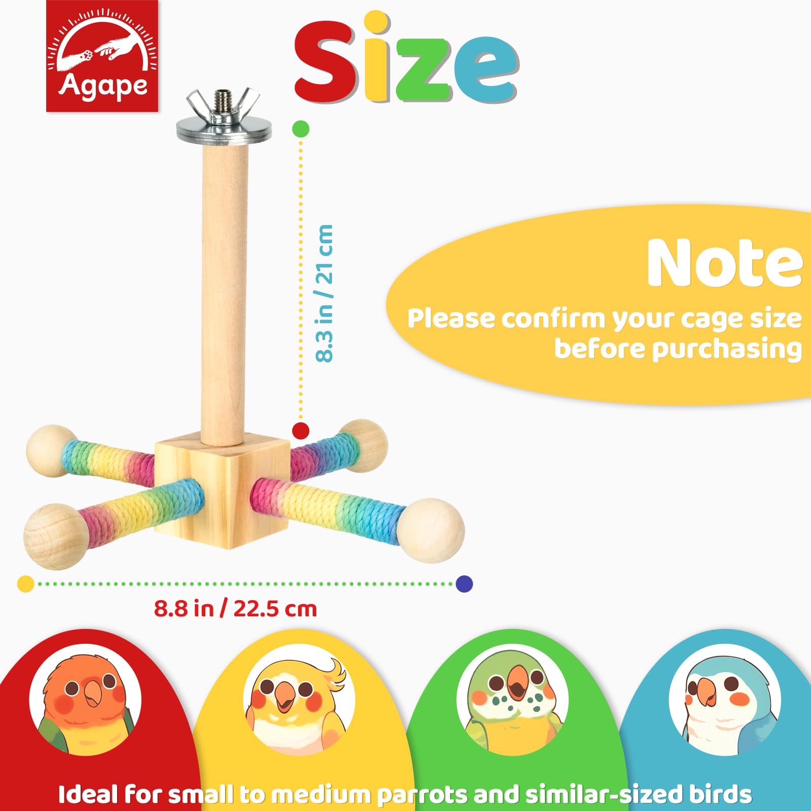 Agape Bird Perch Toy, Parrot 360 Interactive Rotating Toy, Bird Cage Accessories For Small And Medium Parrots To Expend Energy,
